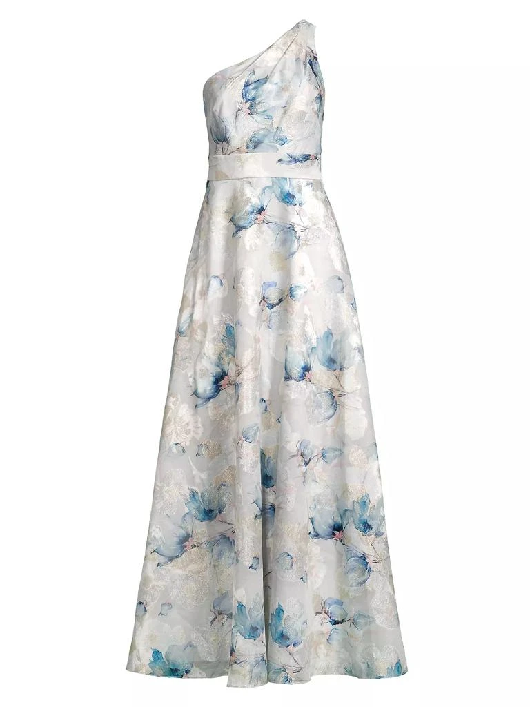 Aidan Mattox Floral Jacquard One-Shoulder Gown 1