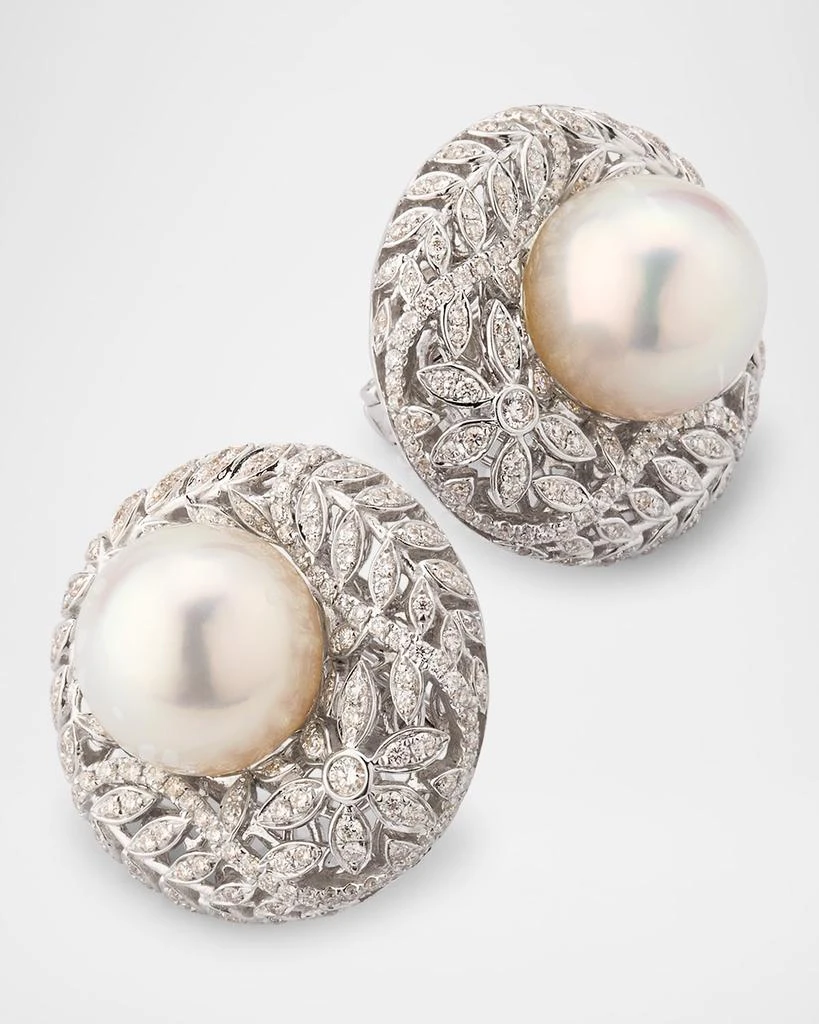 BELPEARL 18K White Gold Diamond Cultured Pearl Earring, Single 3