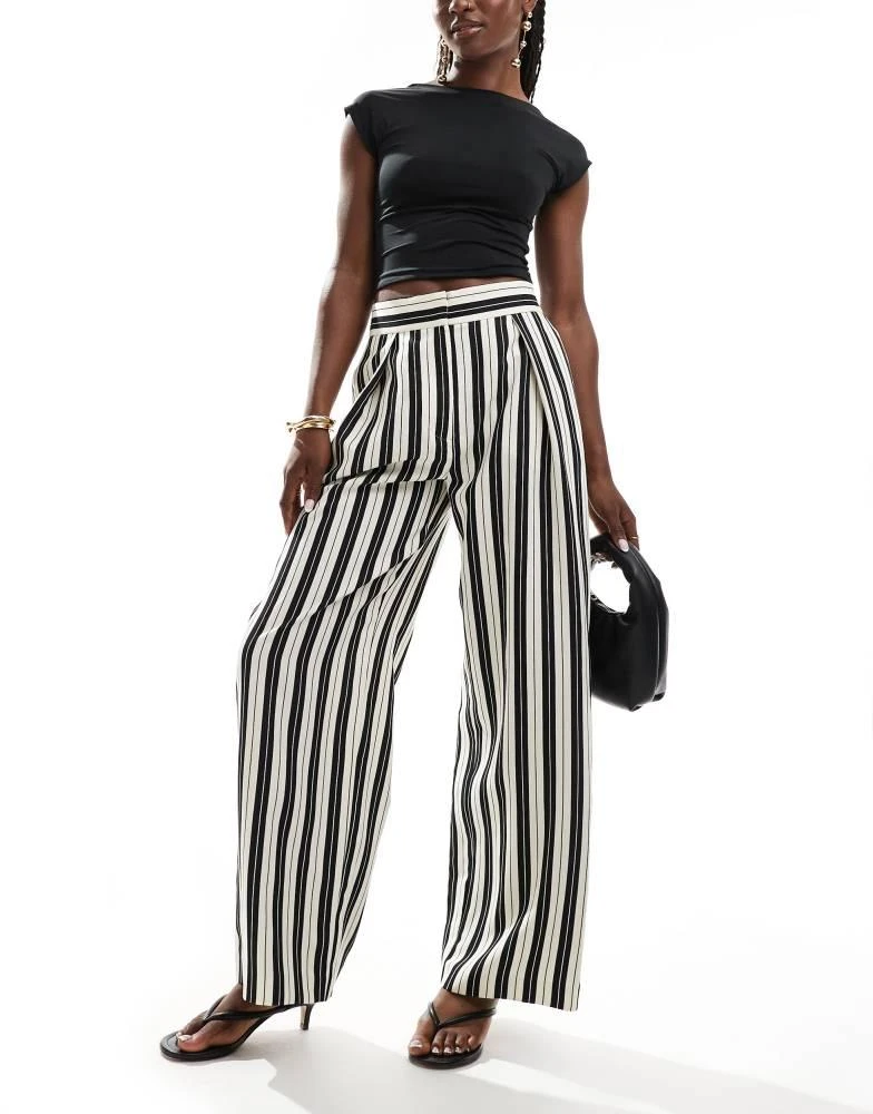River Island River Island stripe wide leg trouser in black 3
