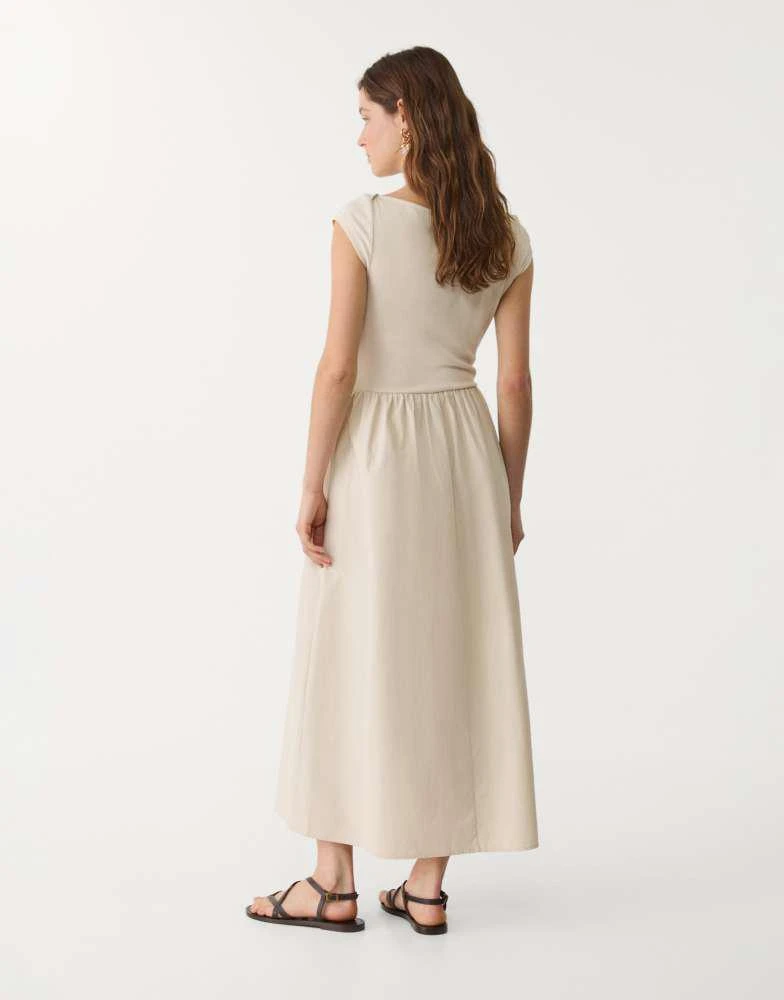 Stradivarius Stradivarius contrasting midi dress in stone 2