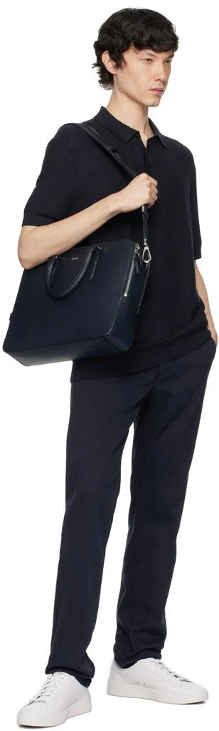 Hugo Boss Navy Structured Leather Briefcase 4