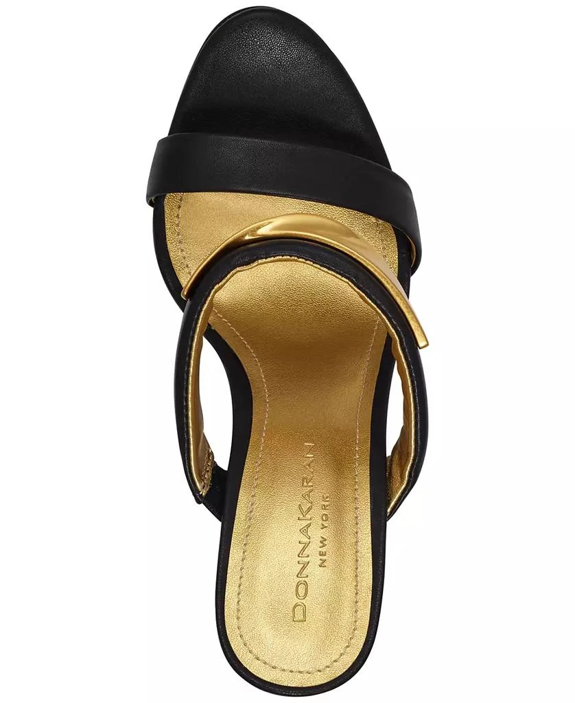 Donna Karan Women's Sabina Leather Double Band Slide Stiletto Heel Dress Sandals 4