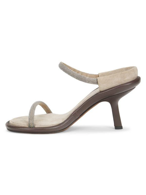 Brunello Cucinelli 80MM Beaded Trim Leather Sandals 4