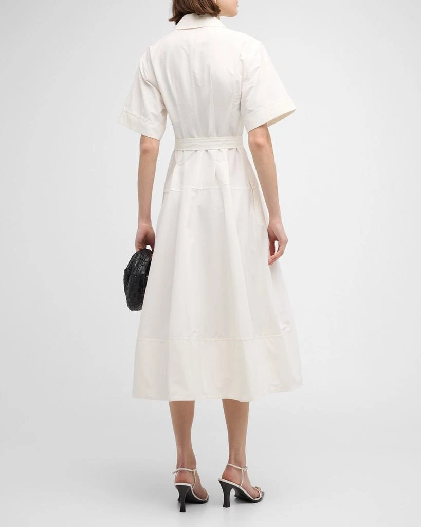 SIMKHAI Deanna Belted Poplin Short-Sleeve Midi Shirtdress 6