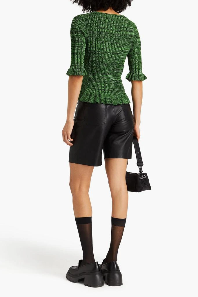 Ganni Ruffled marled ribbed-knit top 3