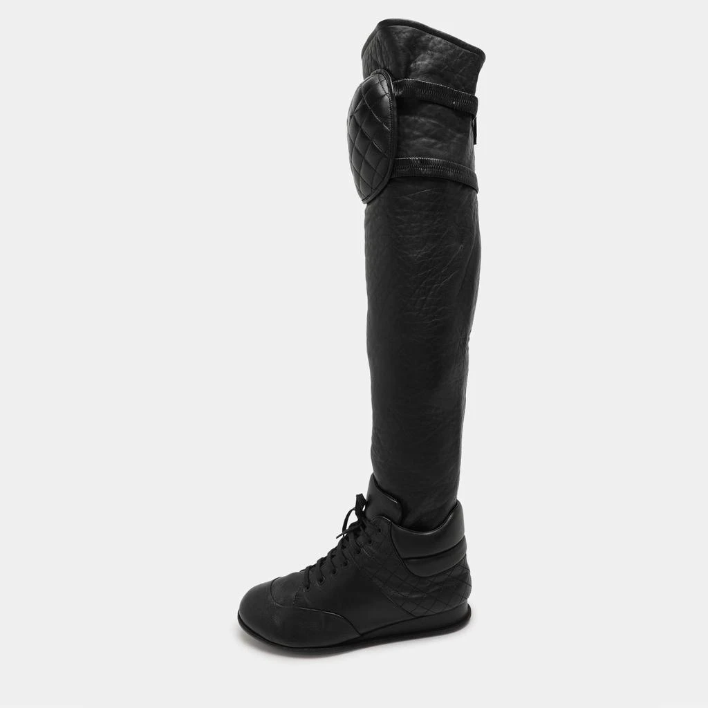 Chanel Chanel Black Quilted Leather Knee Length Boots Size 40 1