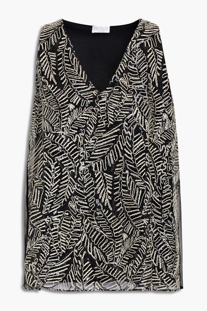 Brunello Cucinelli Embellished silk-organza top 1