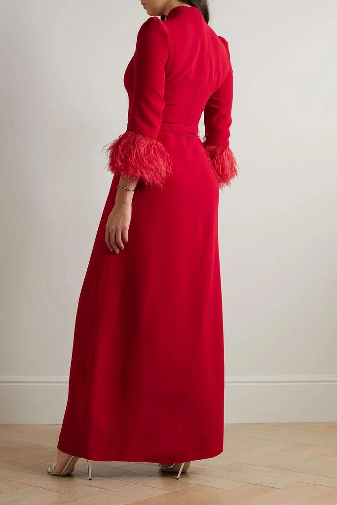 Andrew Gn Belted embellished feather-trimmed crepe gown 3