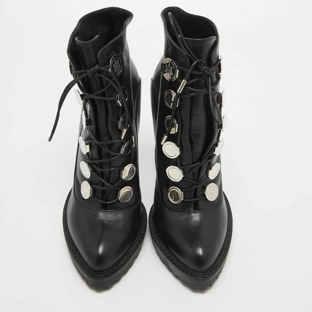 Alexander McQueen Alexander McQueen Black Leather Lace Up Platform Ankle Boots Size 40 3