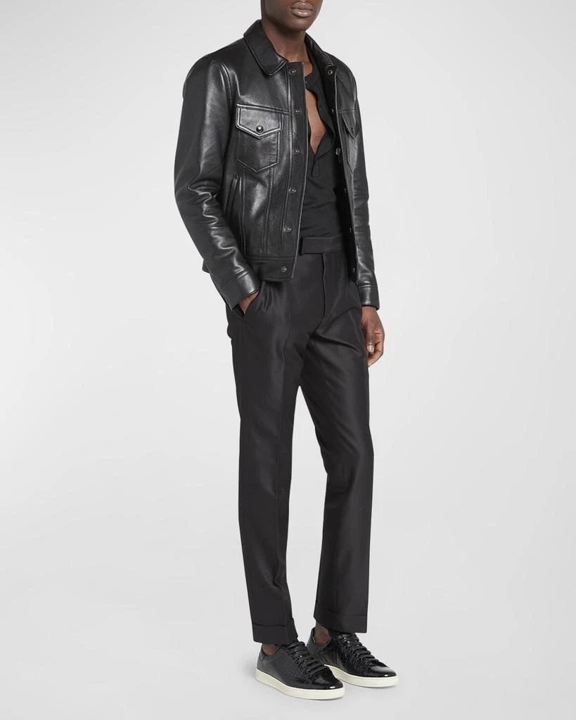 Men's Grained Leather Blouson Jacket – On Sale Now with Up to 52