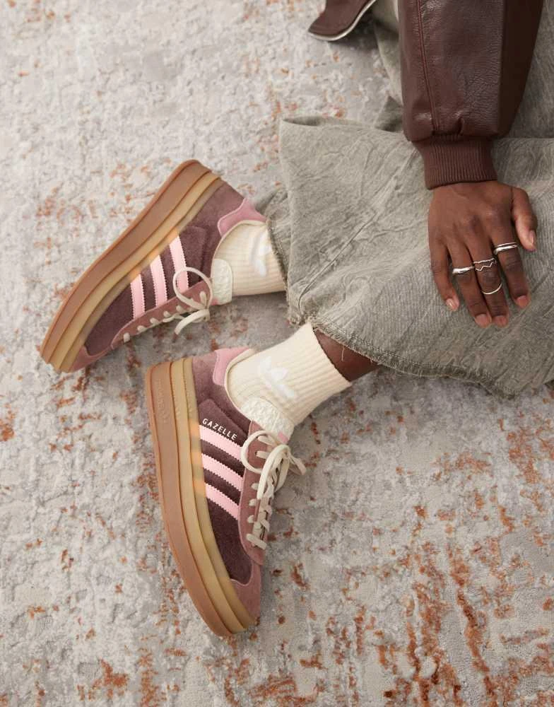 Adidas adidas Originals Gazelle Bold platform trainers in brown and pink 3