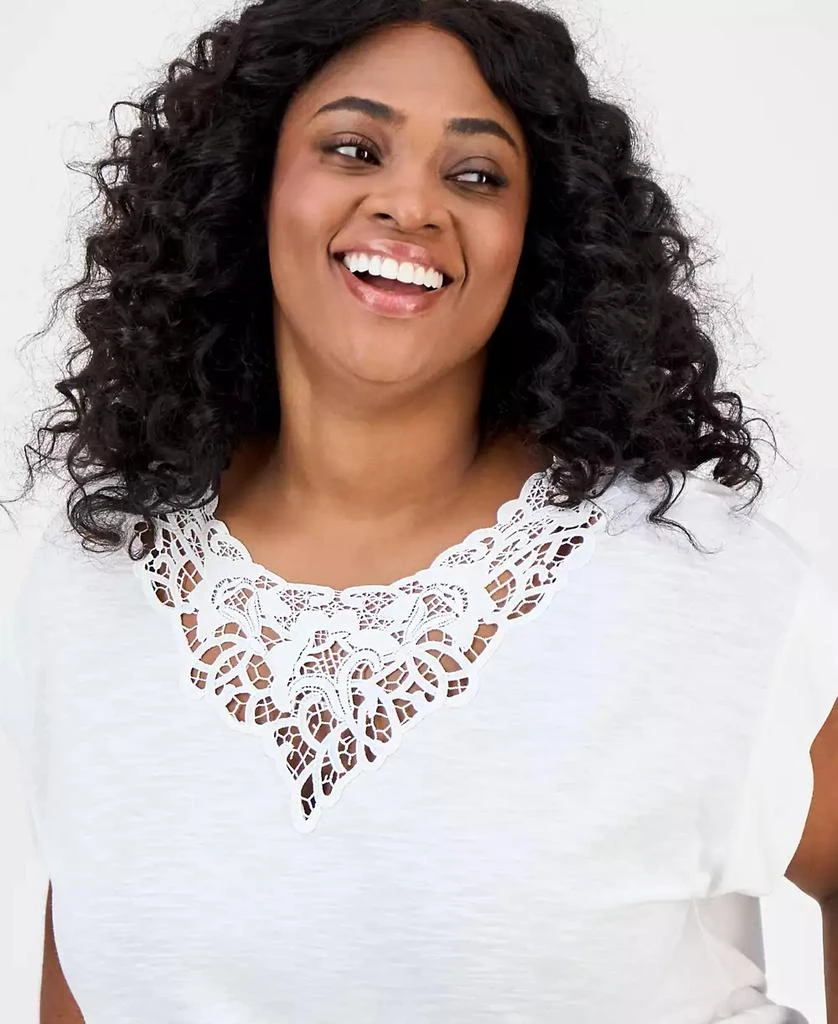 JONES NEW YORK Plus Size Lace-Trim Dolman-Sleeve Top 3