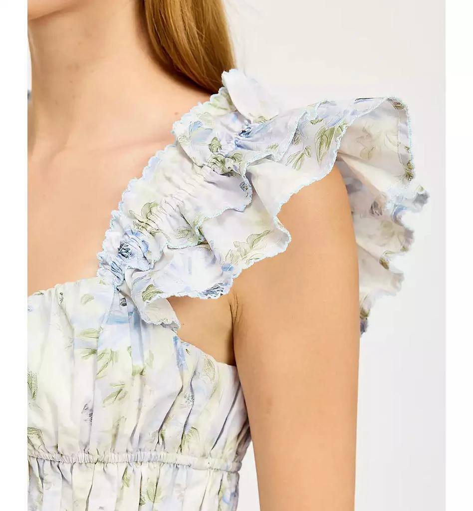 En Saison Women's Scarlet Floral Cotton Peplum Top 4
