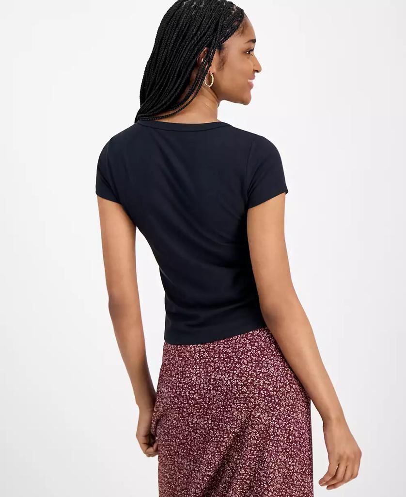 Hippie Rose Juniors' Scoop-Neck Cap-Sleeve T-Shirt