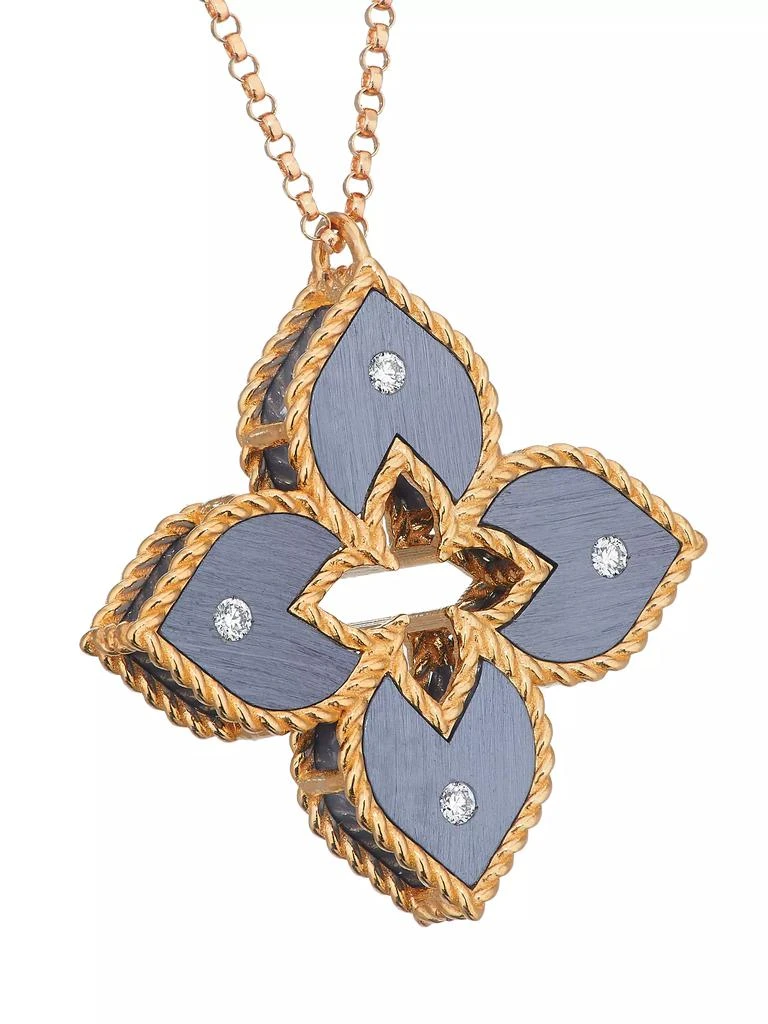 Roberto Coin Venetian Princess 18K Rose Gold, Titanium & 0.04 TCW Diamond Flower Pendant Necklace 4