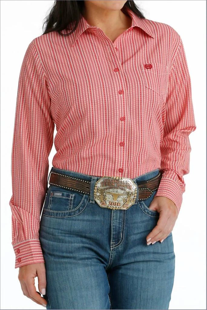 CINCH Arenaflex Long Sleeve Shirt In Red 1
