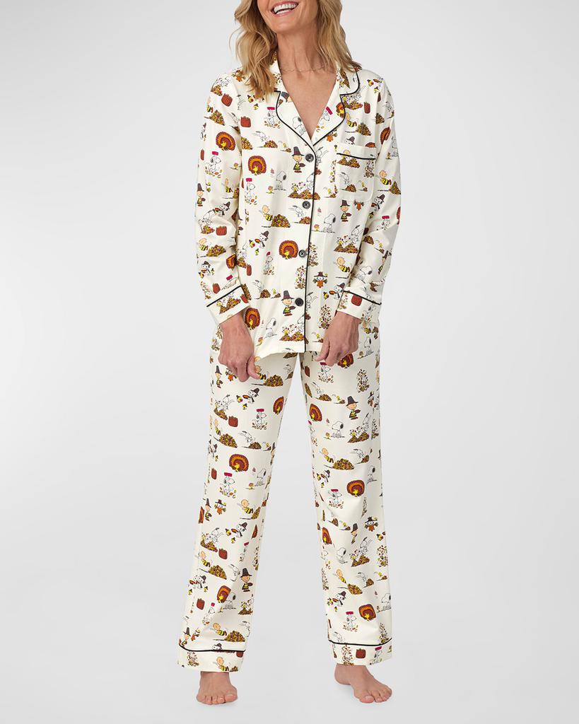 BedHead Thanksgiving Peanuts-Print Jersey Pajama Set