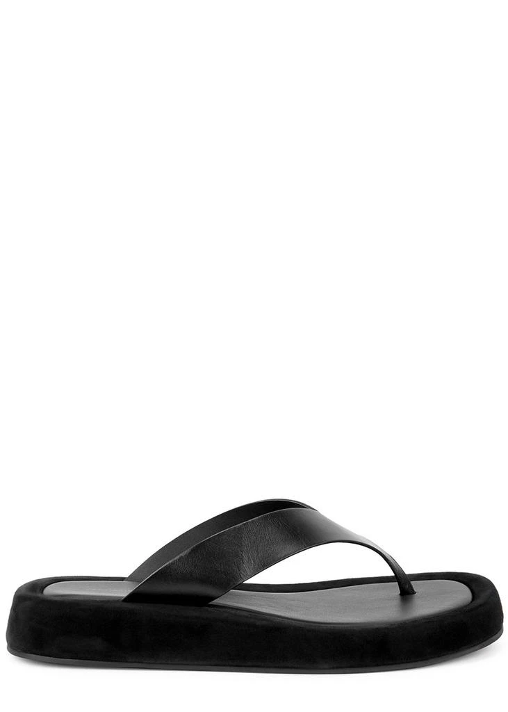 The Row Ginza black leather flip flops 1