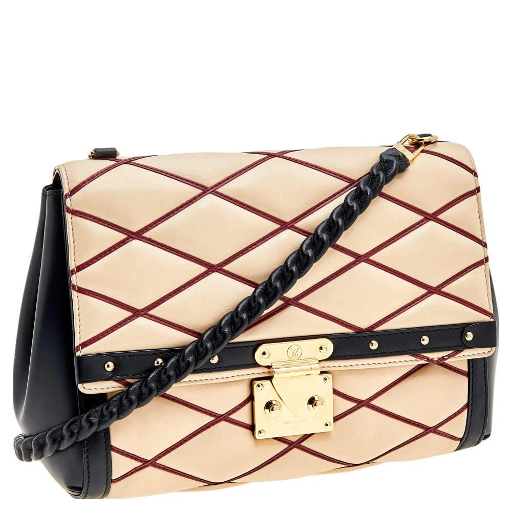 Louis Vuitton Louis Vuitton Beige/Black Leather Malletage Pochette Flap Bag 3