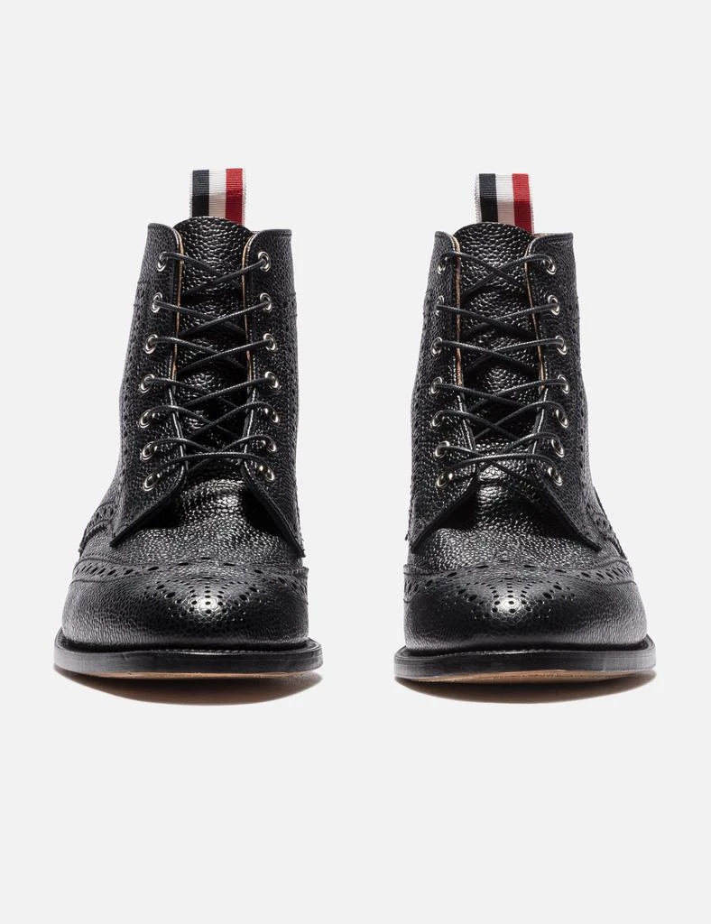Thom Browne Wingtip Brogue Boot With Leather Sole In Black Pebble Grain 2