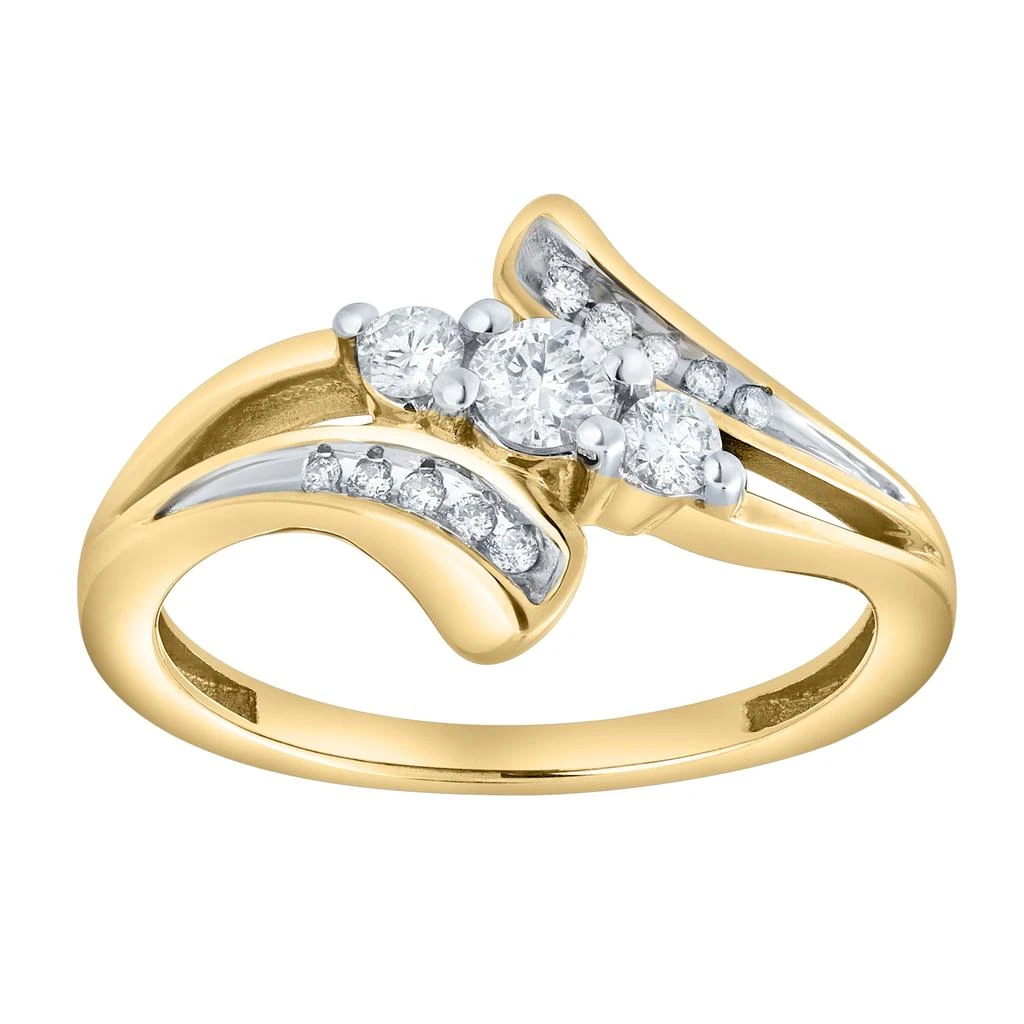 LuvMyJewelry Solynne 0.30 Ct 10K Gold Bypass Diamond Ring