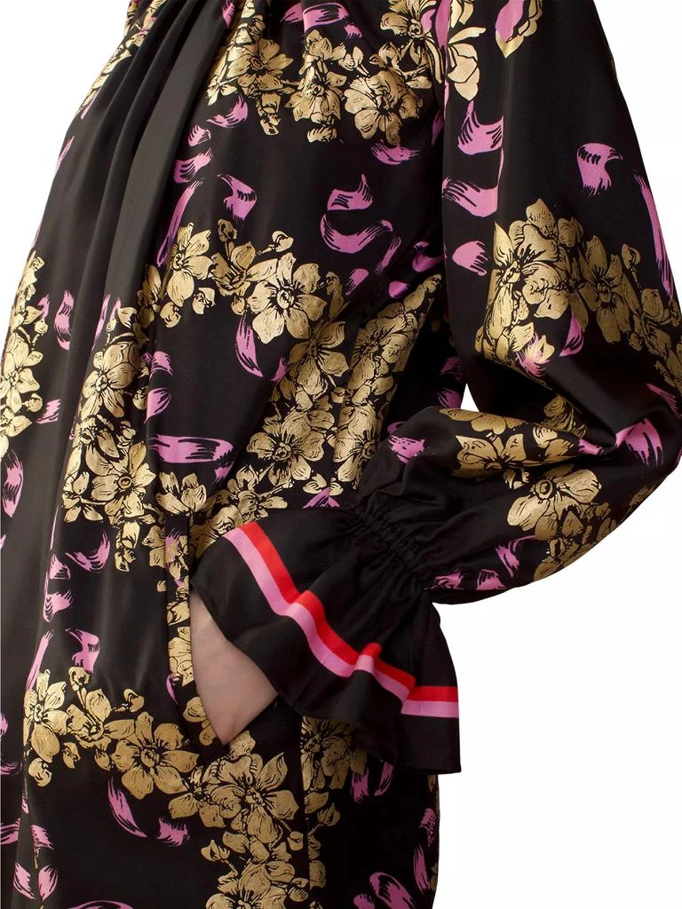 Cynthia Rowley Floral Silk Long-Sleeve Minidress 4