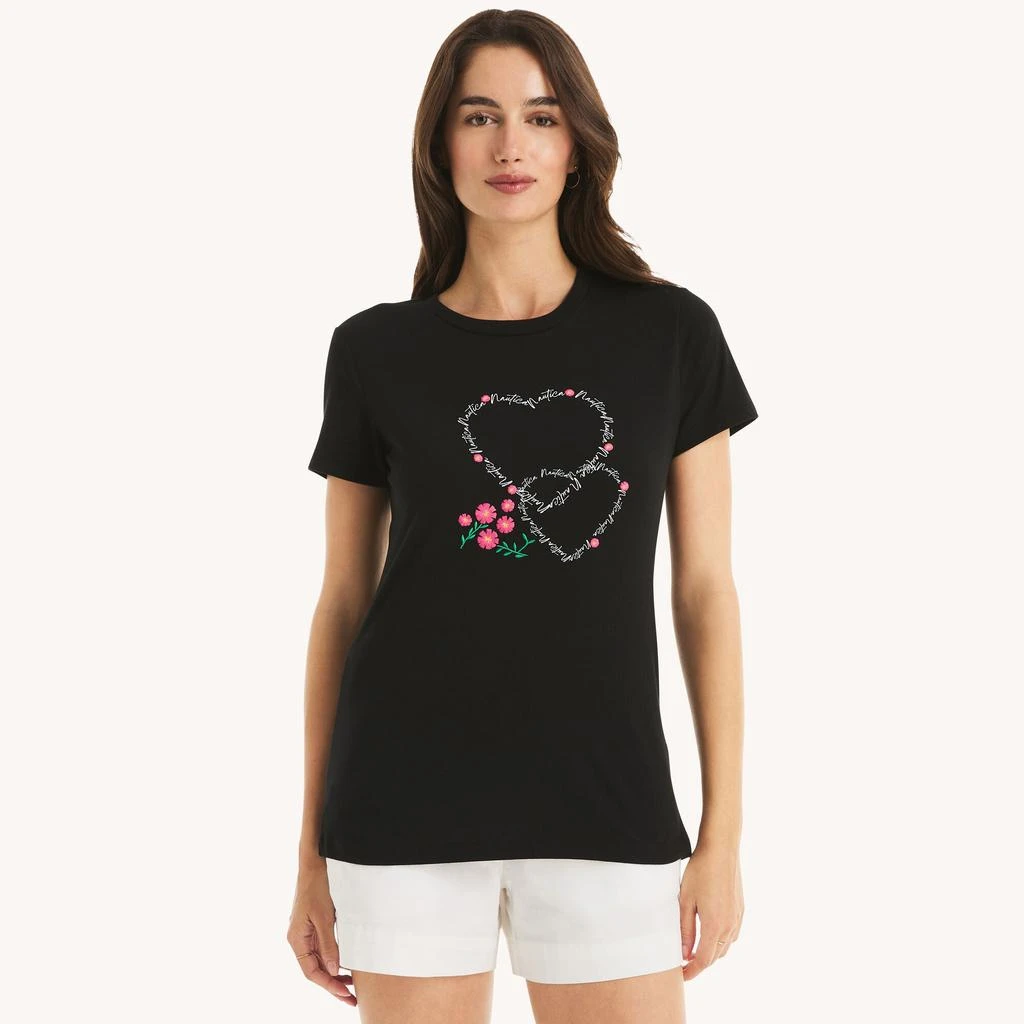 Nautica Womens Heart To Heart Graphic T-Shirt