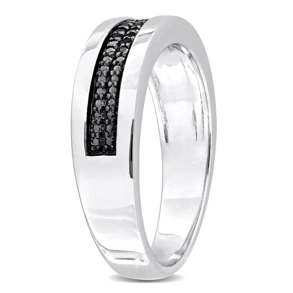 Mimi & Max 1/10ct TDW Black Diamond Men's Double Row Anniversary Band in Sterling Silver 5