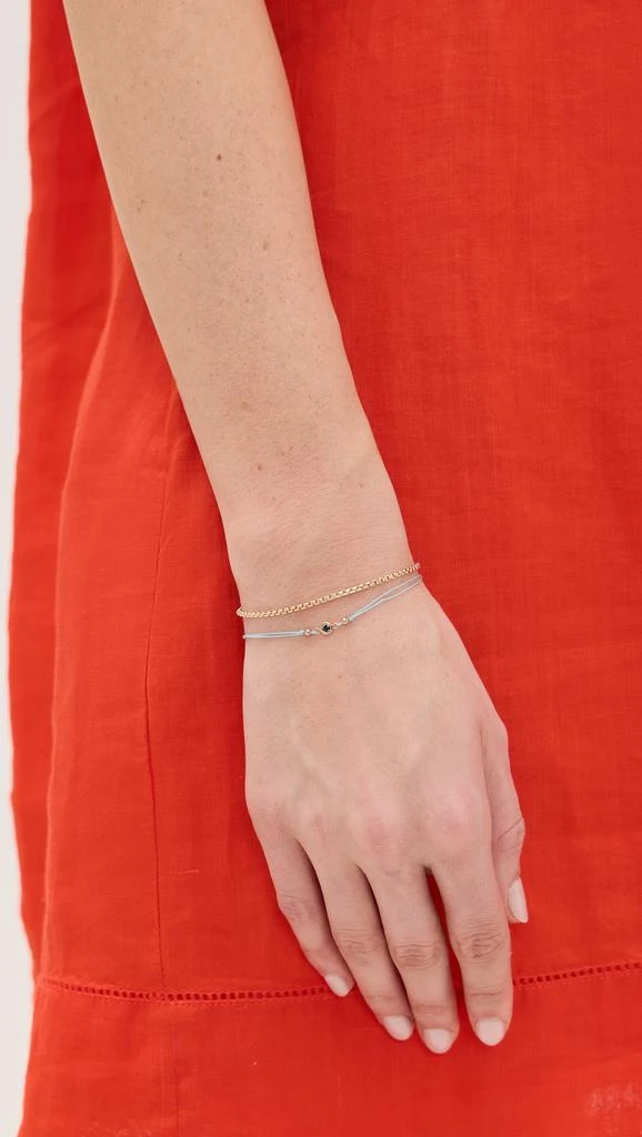 Zoe Chicco 14k Gold Floating Blue Sapphire on Turquoise Cord Bracelet 2