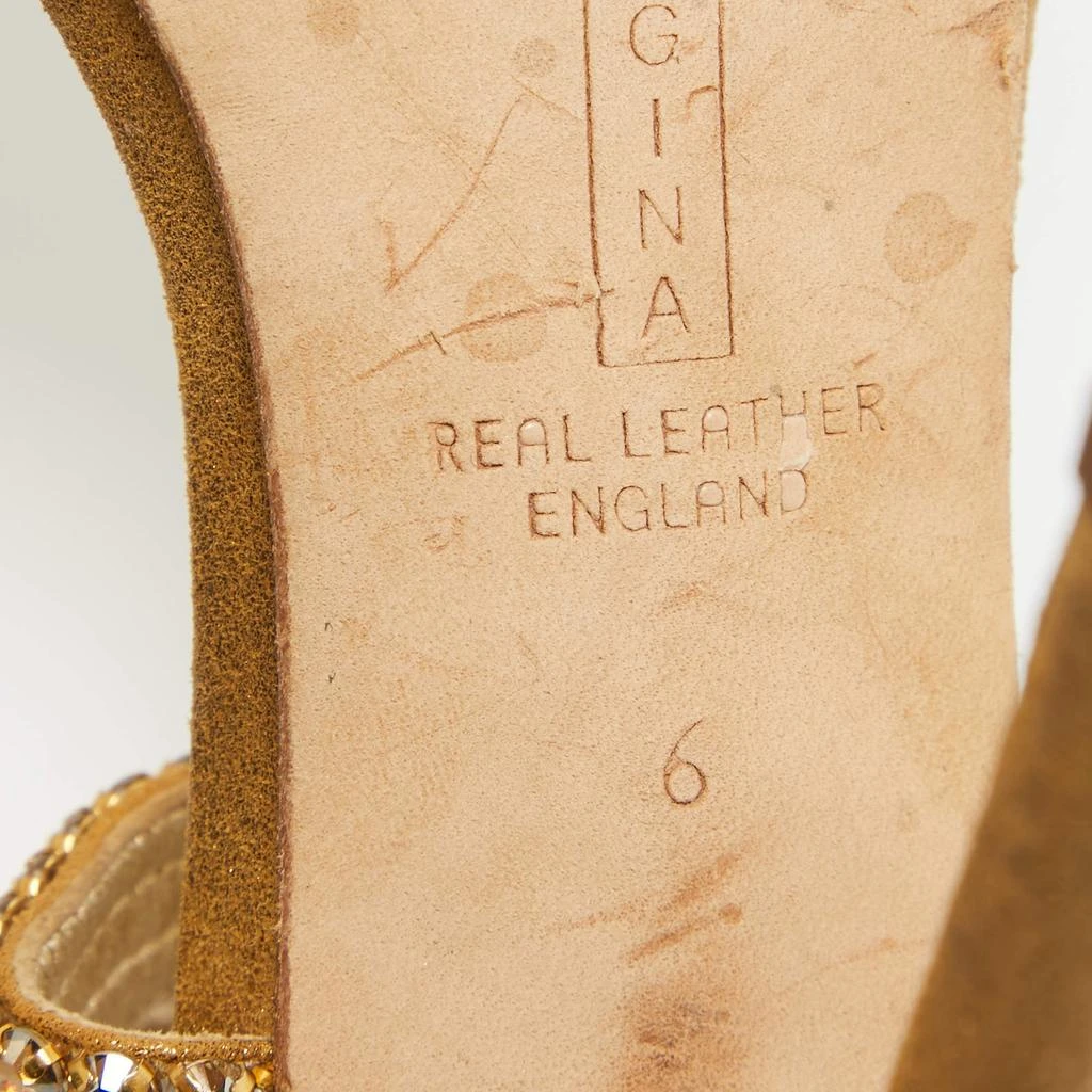 Gina Gina Gold Crystal Embellished Suede Ankle Wrap Sandals Size 39 8