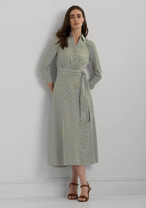 Ralph Lauren Ralph Lauren Striped Surplice Broadcloth Midi Dress 1