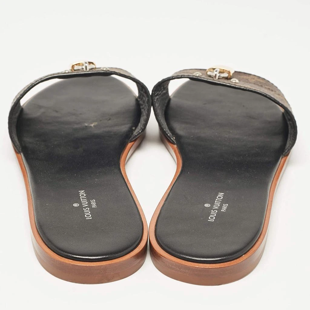 Louis Vuitton Louis Vuitton Brown Monogram Canvas Lock It Flat Slides Size 37 5