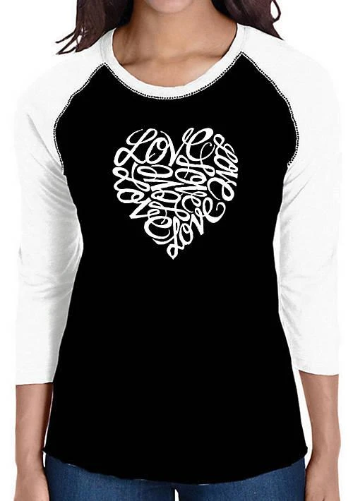 LA Pop Art Pop Art Raglan Baseball Word Art T Shirt   Love 1