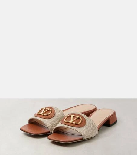 Valentino VLogo Signature leather-trimmed canvas slides 4