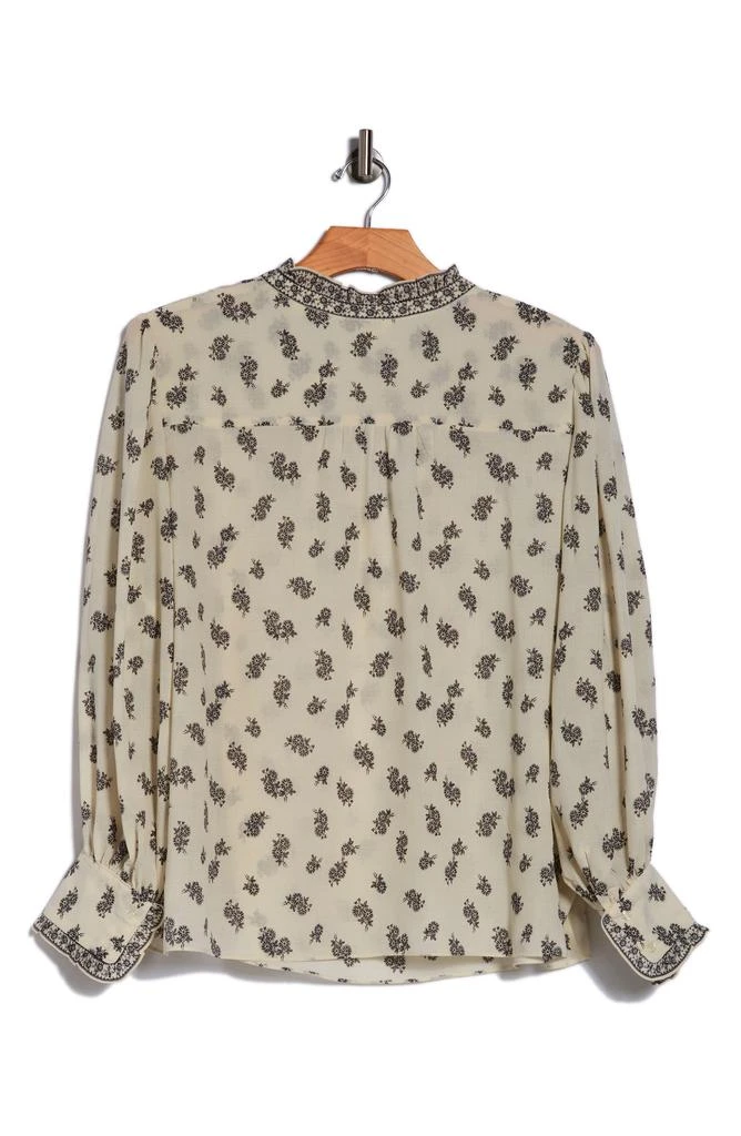 Max Studio Ruffle Split Neck Long Sleeve Top 2