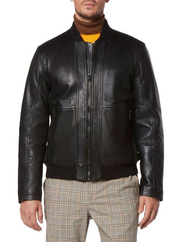 Deals ANDREW MARC BLACK LEATHER COAT