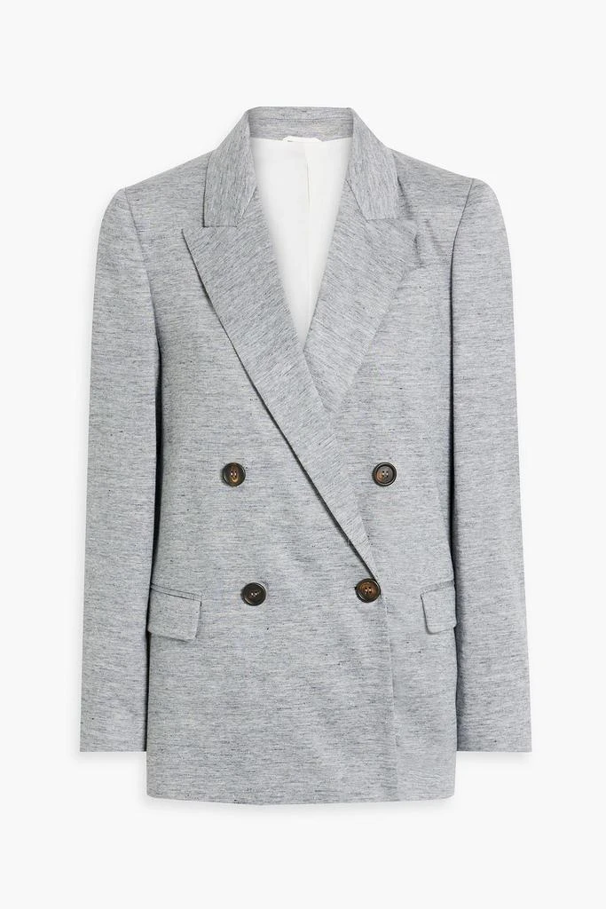 Brunello Cucinelli Double-breasted mélange linen and silk-blend blazer 1