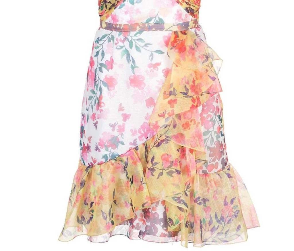 MARCHESA Marchesa - Floral Organza One Shoulder Mini Dress 4
