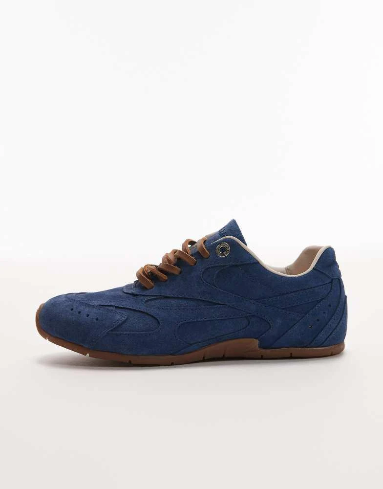 Bronx Bronx Myr-aa lace up trainers in denim blue suede 2