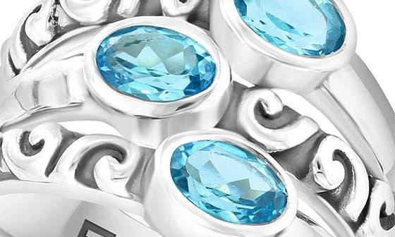 EFFY Sterling Silver Blue Topaz 3-Stone Ring 4