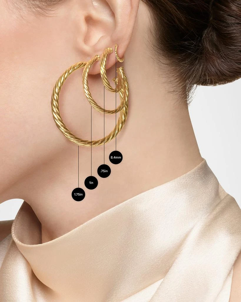 David Yurman Sculpted Cable Hoop Earrings in 18K Yellow Gold 4