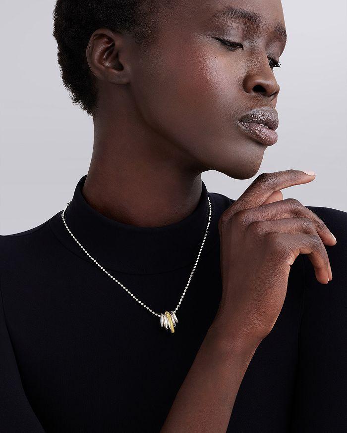 LAGOS Two Tone Caviar Lux Five Ring Pendant Necklace with Diamonds, 16-18"