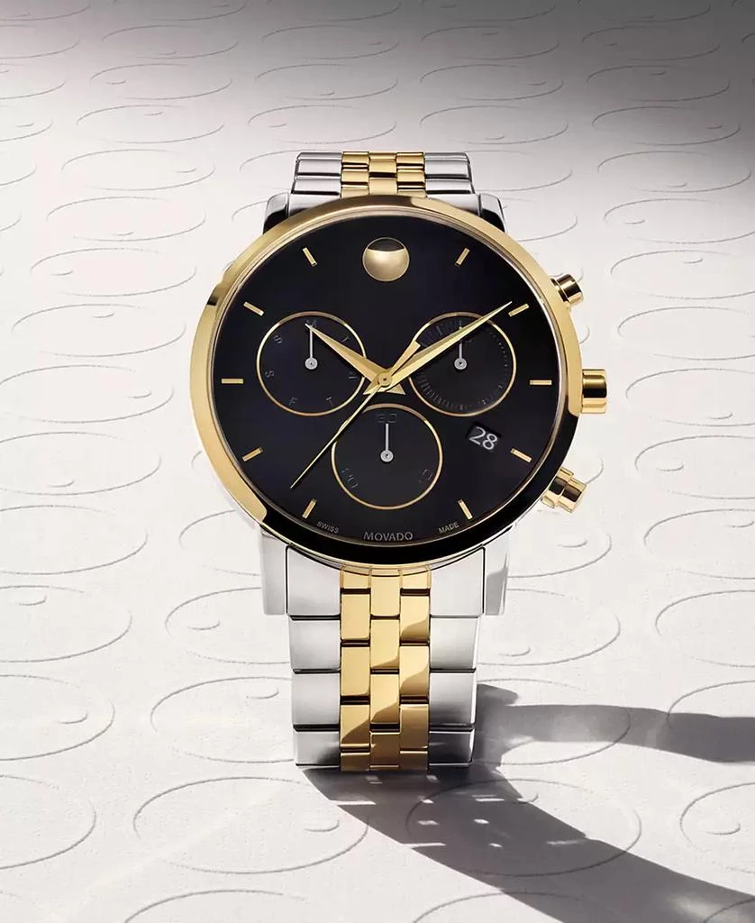 Movado Men's Museum Classic Swiss Quartz Chrono Two Tone Stainless Steel and Light Yellow PVD Watch 42mm 4