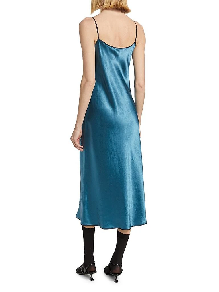 vince silk satin midi dress Asymmetric pleated silk-satin dress - black