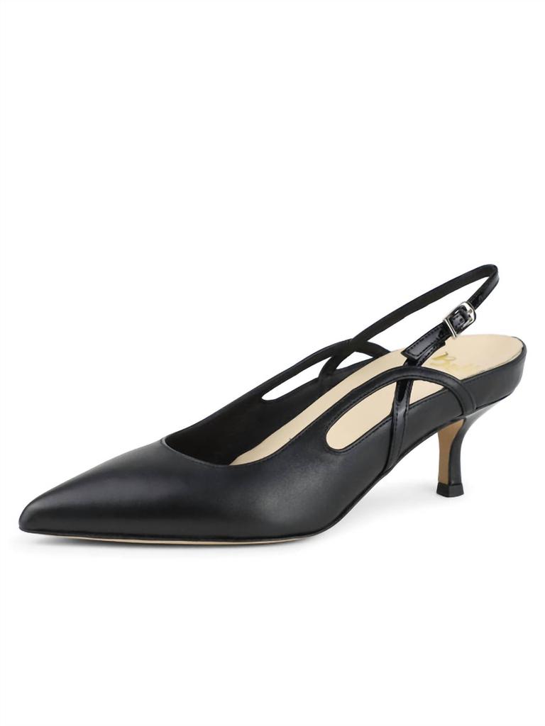 Butter Sadetta Pointed Toe Slingback In Black Leather