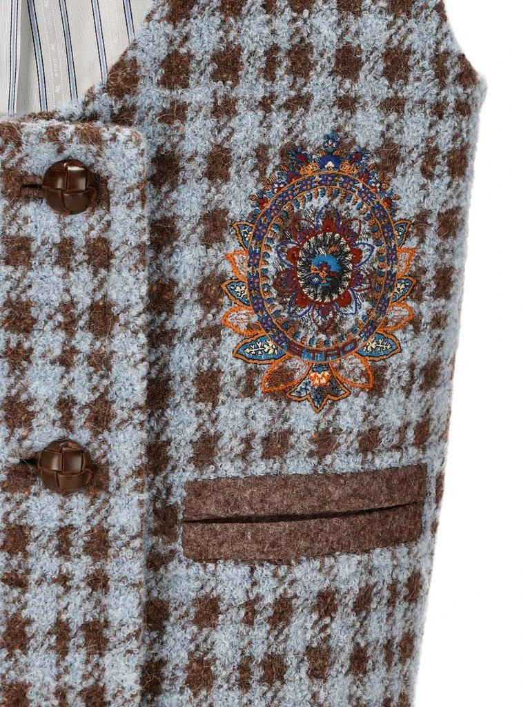 ETRO ETRO Houndstooth Embroidered U-Neck Gilet 3