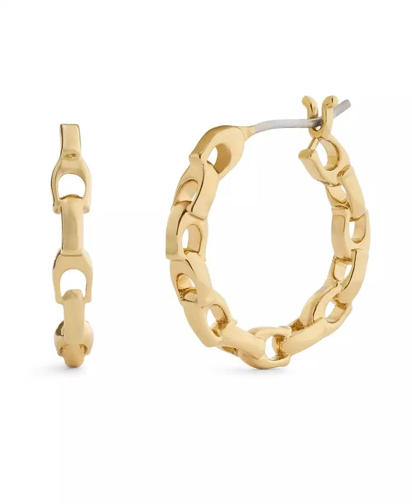 Coach Rhodium Signature C Chain Hoop Earrings