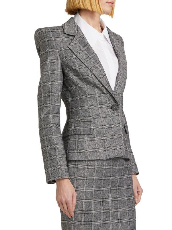 Sergio Hudson Wool-Blend Windowpane Plaid Blazer 3