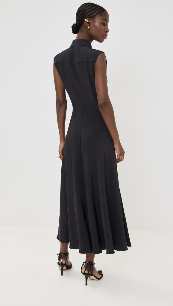 Brandon Maxwell Sleeveless Relaxed Fit Shirtdress with Quarter Placket