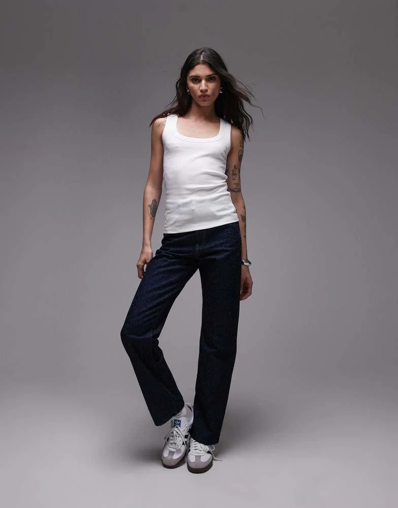 Topshop Topshop rib scoop neck vest in white 2